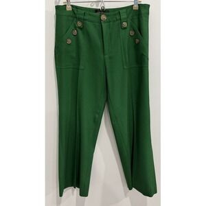 Anthropologie Corey Lynn Calter Size 12 Green Party Wide Leg Trouser Pants